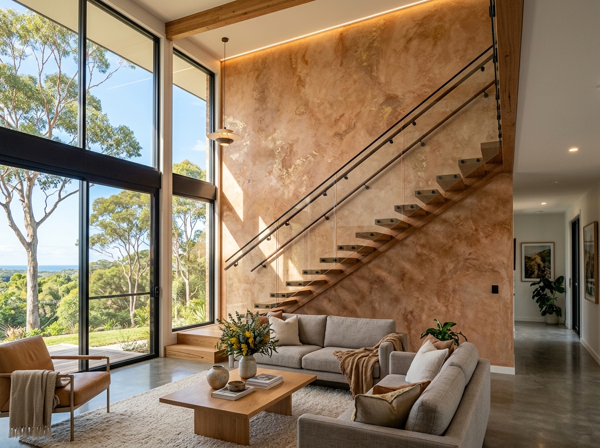 Venetian plaster feature wall — luxury residential Adelaide